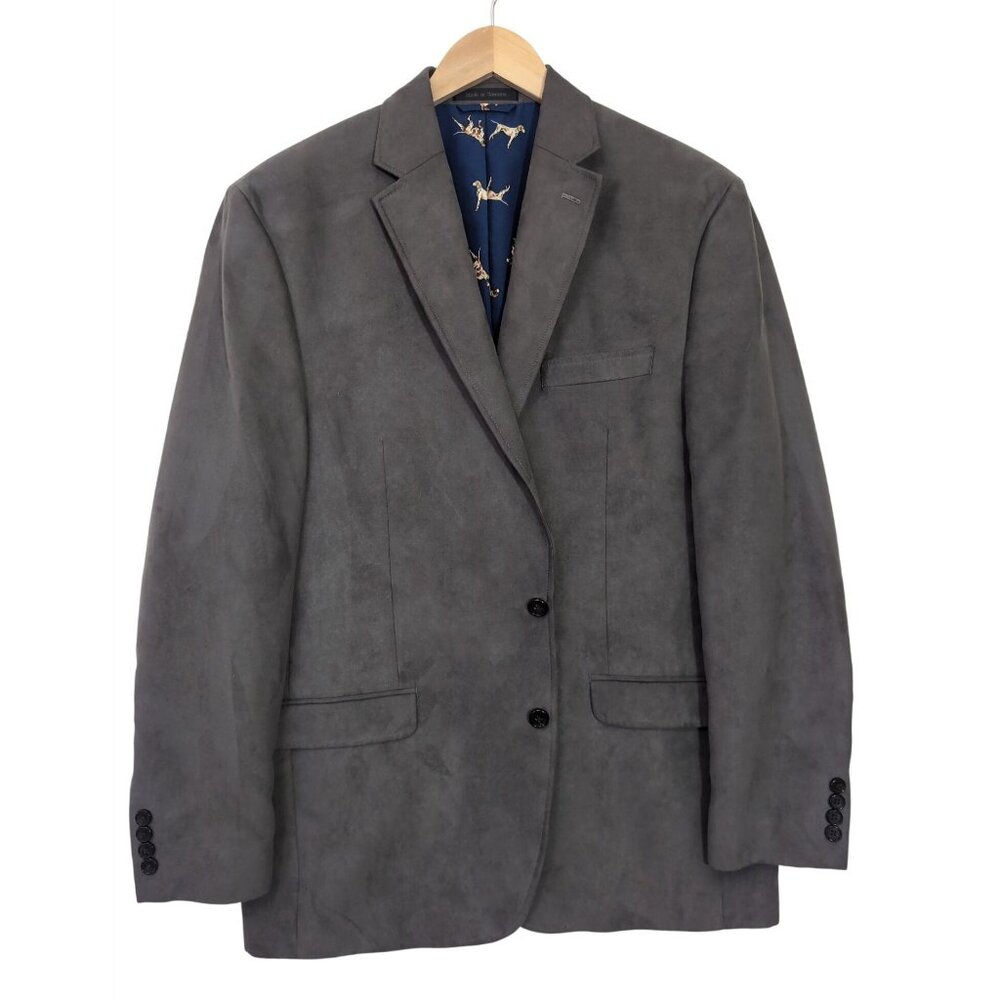 Lauren Ralph Lauren Microfiber Blazer Sport Coat Mens 42L Gray 2 Button Business